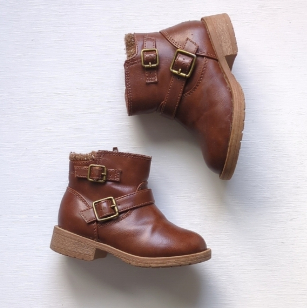 Wonder Nation Brown Kids Boots with Buckle